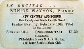 Reciatal Ticket New Century Auditorium 1954