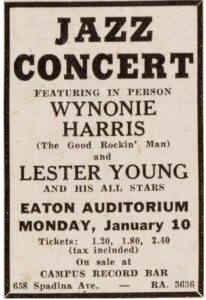 concert poster Wynonie Harris Eaton Auditorium Toronto 
