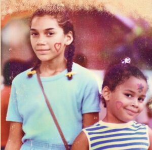 Young Rhiannon with sister Lalenja Harrington