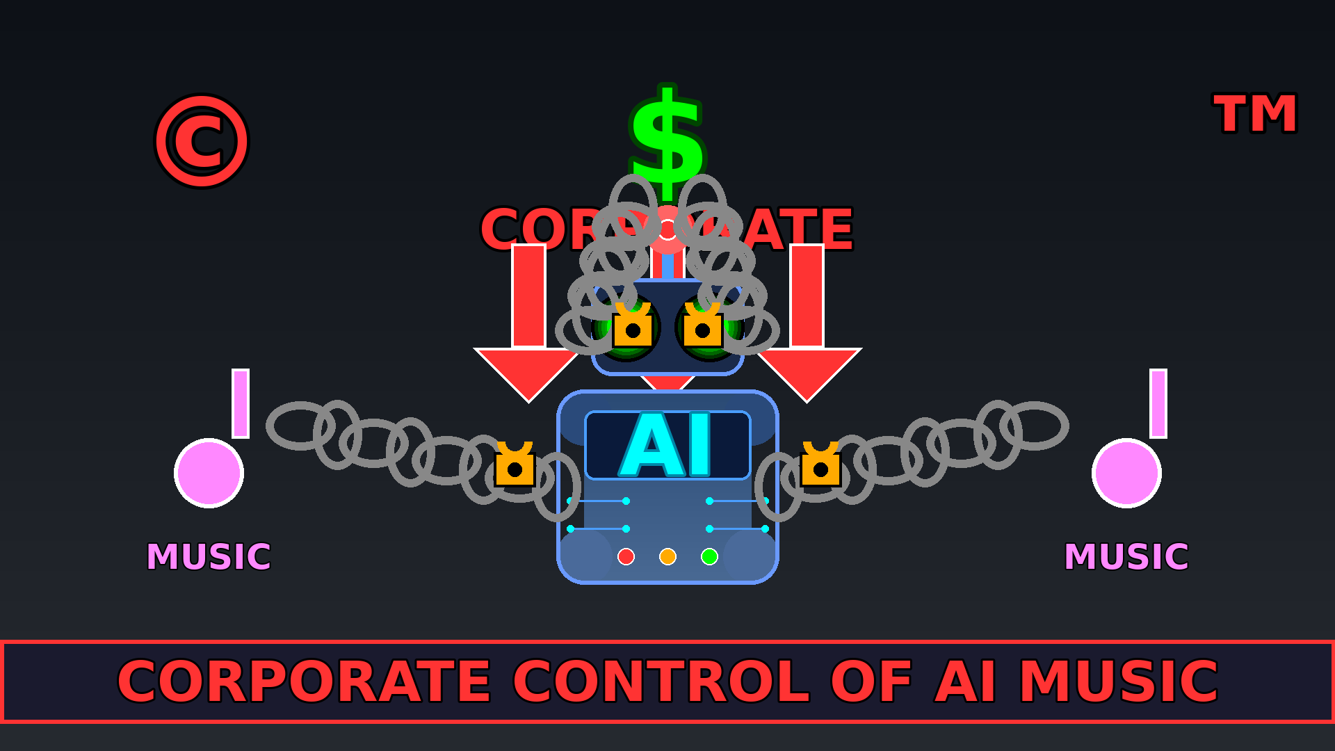 an image depicting corporate control of ai music